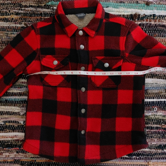 Eddie Bauer Kids Red Plaid Fleece Lined Soft Button Down Flannel Shacket 6/7 - Picture 10 of 12
